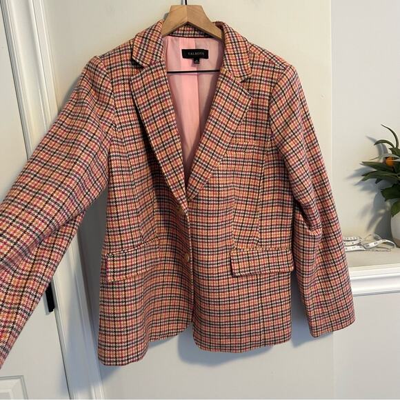 Talbots Pink Plaid Wool Blend Blazer Jacket 14 - Picture 9 of 11